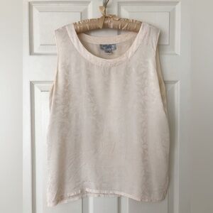 Vintage Richards & Jones Cream Silk Damask Sleeveless Blouse Size Large
